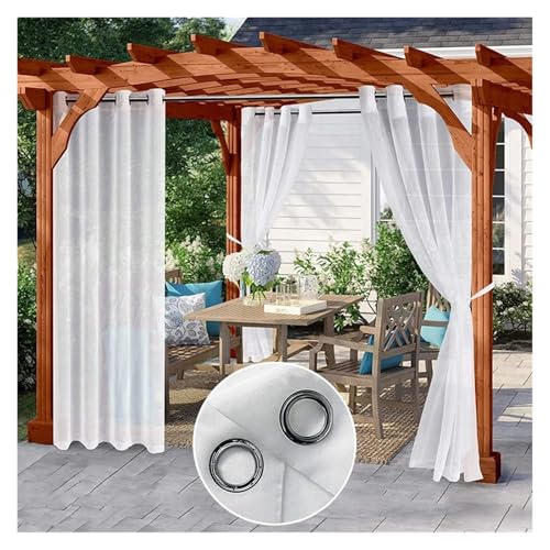 ZWCSHUU Outdoor Sheer Curtain Front Porch Pergola Patio Waterproof Screening Voile Sheer Drapes Window Privacy Shading Tulle Drape Decor Pergola Curtains(Black,XS 132x183cm) - Image 2