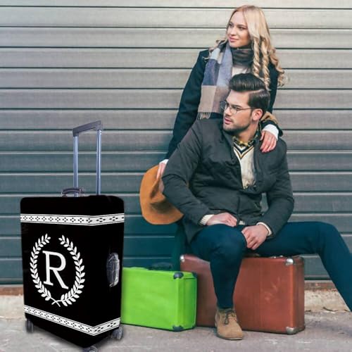 Suitcase Cover Black Luggage Protector White Wheat Design Letter P Washable Travel Baggage Covers Fit 22-24 Inch Luggage2
