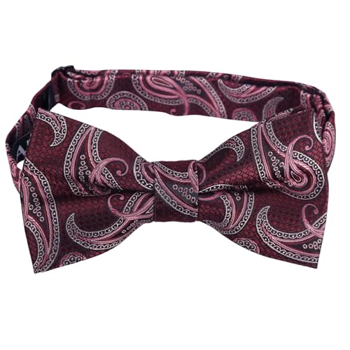 Image of Alizeal Mens 4pcs Vintage Paisley Bow Tie Set | Pre-tied Pocket Square Cufflinks Boutonniere for Wedding Everyday Use