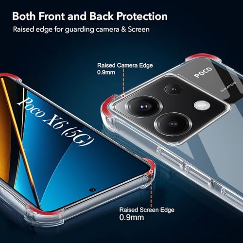 Image of Jkobi Shockproof Crystal-Clear Back Cover for Poco X6 5G (Anti Yellow Case | Drop & Camera Protection | Hard Polycarbonate)