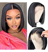 serwell Bob Wig Human Hair 13x4 Frontal Lace Front Wigs Human Hair Straight Short Bob Wigs for Bl...