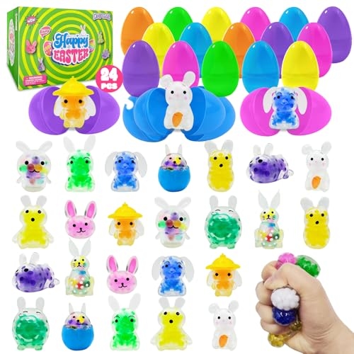 24 Pack Prefilled Easter Eggs with Squeeze Toys Easter Bunny Mini Squeeze Balls, Easter Ba... 24 Pack Prefilled Easter Eggs with Squeeze Toys Easter Bunny Mini Squeeze Balls, Easter Ba...