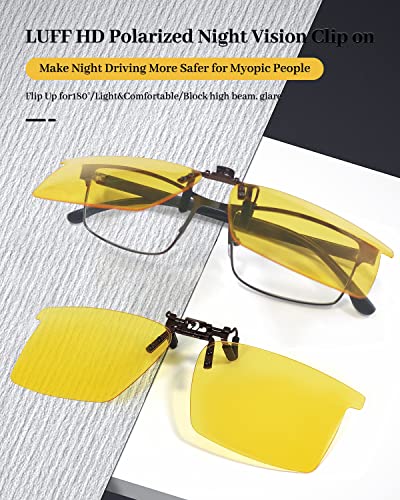 LUFF Polarized Clip On Sunglasses for Men Women Flip up Sunglasses Clips for Myopia Nearsighted Glasses Anti-Glare UV400 Protection - Image 2