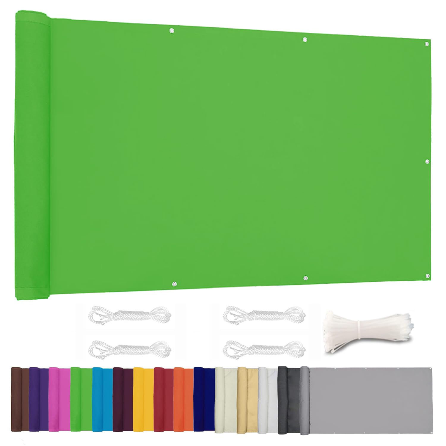 ZHhan Balcony Privacy Screen for Backyard Deck Patio Balcony Fence Porch Sun Shade PVC UV Protection Sun Wind 8 Days Delivered 11 Colors 195 Sizes 420D Green,0.7x1m — image 1