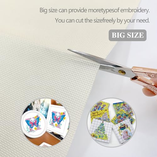 Image of 14CT Aida Cloth - 30x35 Inch Cross Stitch Fabric for Embroidery, Pre-Cut Needlework Material, Acid-Free, Durable Weave(Beige)