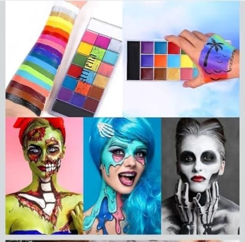 Image of Face Paint Palette 20 Colors with Large Black and White Pan for Face and Body Art