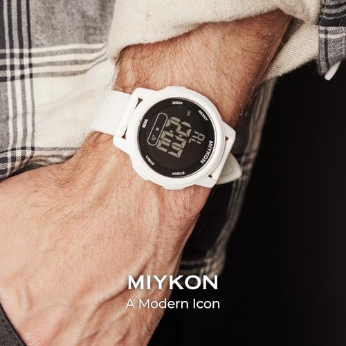 Image of Miykon Ultra-Thin Digital Watch for Men - Minimalist Waterproof Sports Watch with Large Easy to Read Display - Shockproof Resin, Super Illuminator, Stopwatch & Timer, Alarm, Dual Time, 24hr Military Time