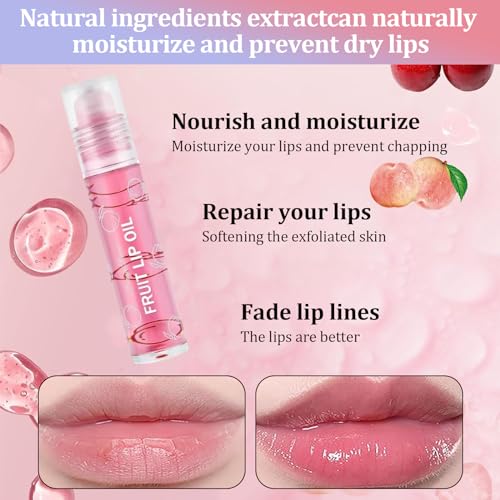 INBOLM Lip Gloss Set,6PCS Fruit-Flavored Plumping Lip Oil Hydrating Lip Oils Sets for Teenage Girls Long Lasting Lip Glow Lip Care Roll-on Fresh Lip Glaze Transparent Colorless Moisturizing Lipgloss - Image 7