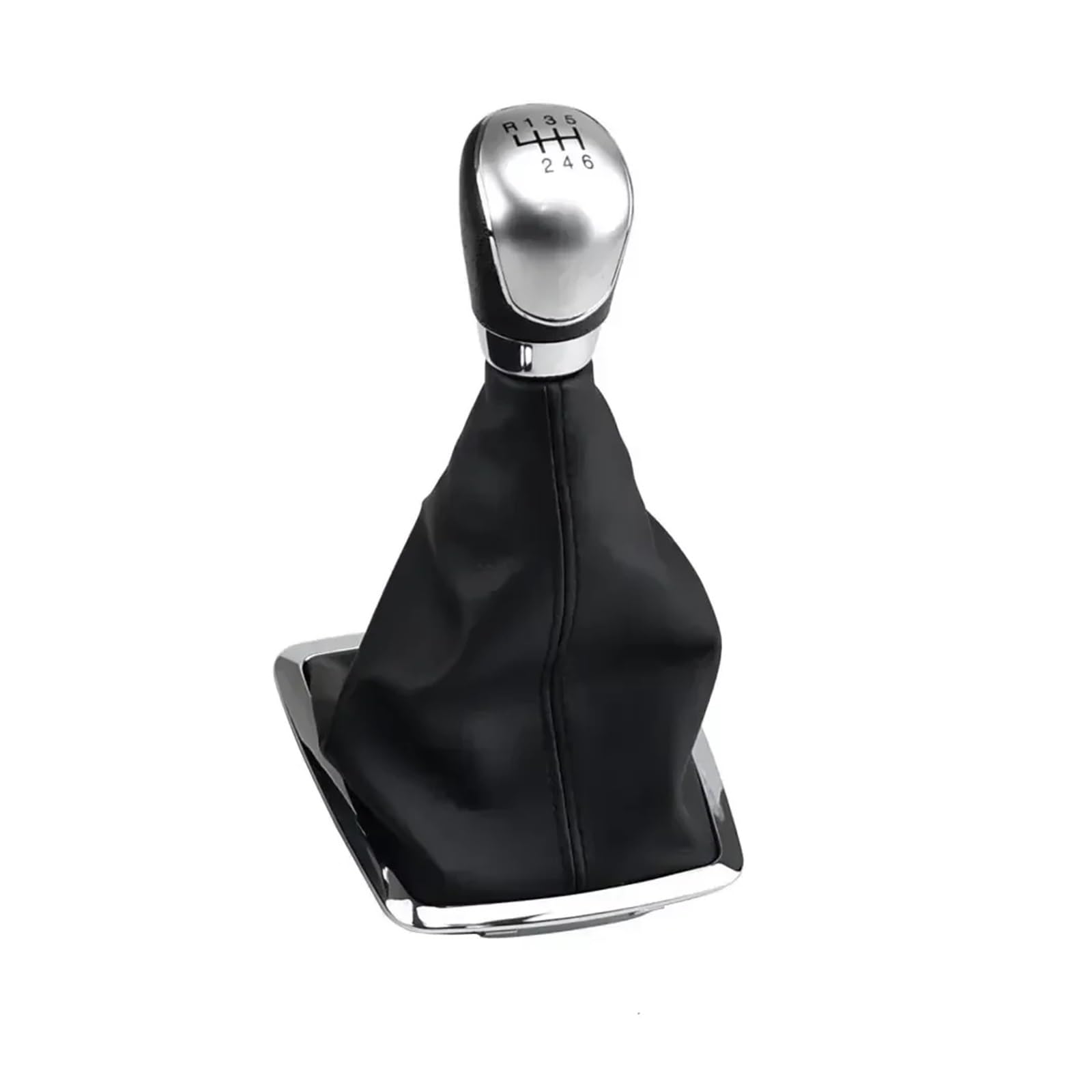 Jeocoai Silver-6-Speed Car Gear Knob For Ford For Focus 5/6 For Speed Gear Shift Knob Lever Handball Gaiter Boot Leather Cover(Silver-6-Speed)