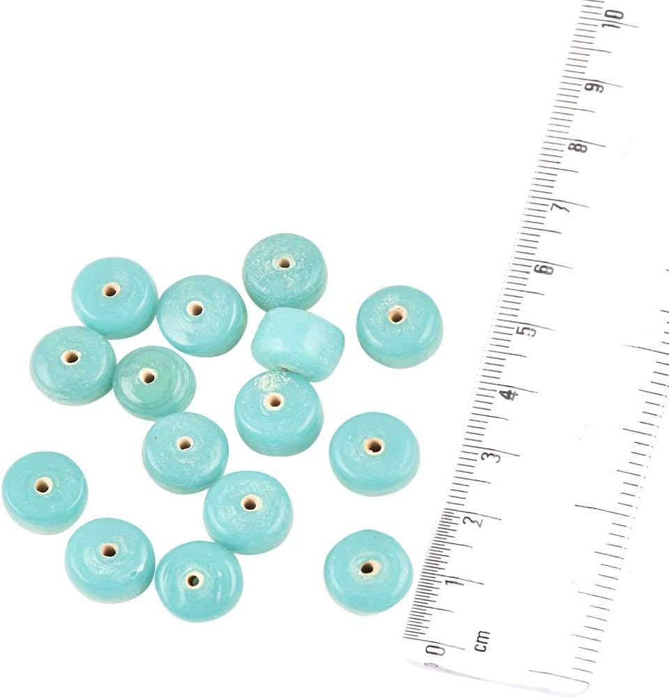 Indian Shelf Vocalforlocal Handmade Round Peach & Clear Sea Glass Loose Beads for Jewelry Making (Peach, 1.32 cm)-Pack of 12