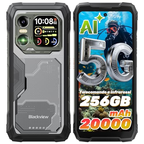 Blackview Xplore 1 5G Rugged Smartphone con Doppio Schermo, Batteria 20000mAh Android 15, 36GB+256GB/2TB, Display 6.78" FHD+ 120Hz, 64MP+50MP+20MP con Visione Notturna, NFC/Torcia/Dual SIM