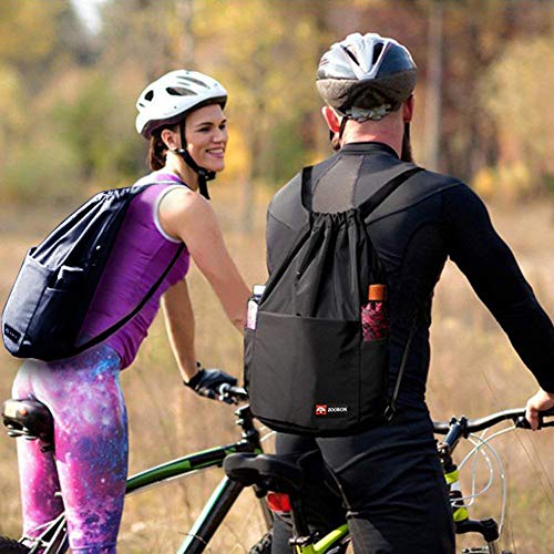 Image of ZOORON Waterproof Drawstring Gym Backpack Bag for Men & Women, Sport Gym Sack Mini Travel Daypack