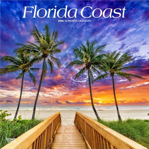 Florida Coast | 2026 12 x 24 Inch (Hanging) Monthly Square Wall Calendar | Plastic-Free | BrownTrout | USA United States of America Southeast State Nature