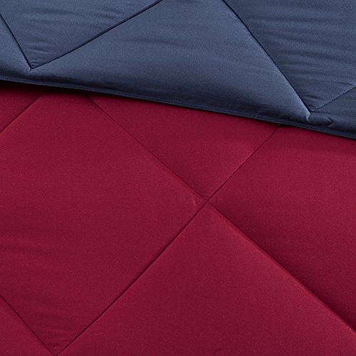 Image of Madison Park Larkspur All Season Reversible Two Sides Down Alternative Comforter Set 3M Stain Release Comforters, King, Red /Navy