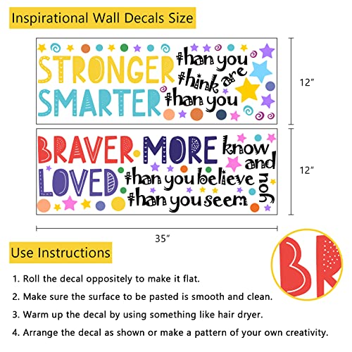 Yovkky Kid Inspirational Phrase Quote Wall Decal, Colorful Peel Stick Motivational Lettering Sticker Nursery Classroom Positive Saying Decor, You Are Stronger Home Decoration Bedroom Playroom Art Gift #TOP1