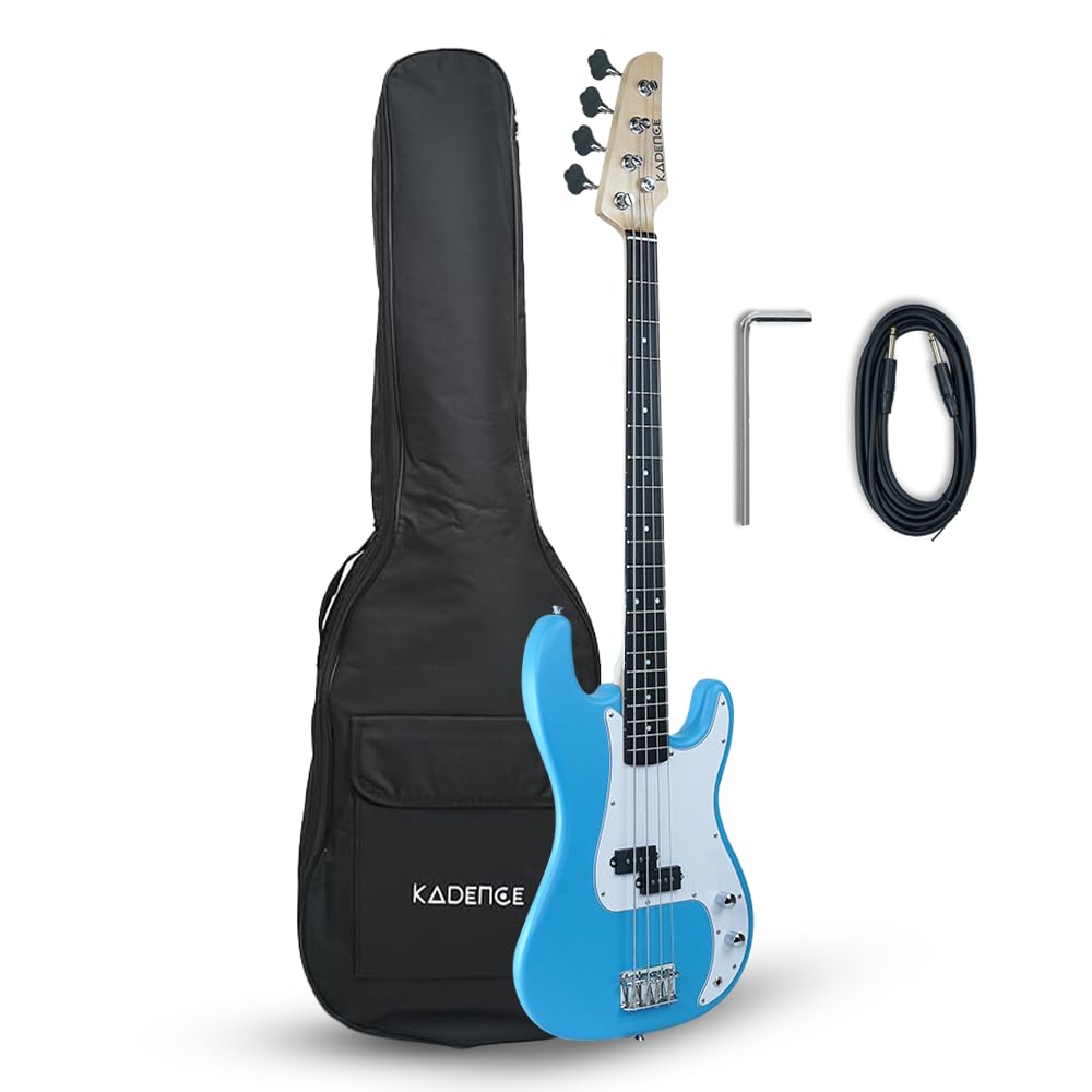 Kadence (PBLB) Tennessee 46.5” Electric Bass Guitar (P-Style) | Solid PoplarWood Body, Maple Neck | Split-Coil Pickup | Fixed Bridge | Gig Bag + Cable | Matte Blue-image-40