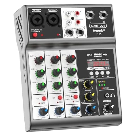 Aveek 4-Channel Audio Mixer with Bluetooth Cover