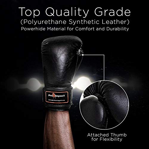 image for Pro Impact Boxing Gloves - Durable Knuckle Protection w/Wrist Support 