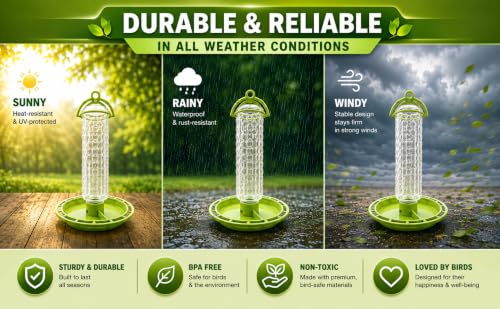 Image of PuraMart Hanging Bird Feeder for Garden, Balcony (1 Litre) | Bird Food Dispenser | 4 Feeding Ports | 360 Perch | Weatherproof Bird Feeding Station | Indoor & Outdoor Use (Water Dispenser(Pack of 1))
