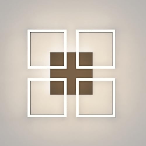 Miniatura 9 de GEADI Lámpara de techo LED, moderna lámpara de techo de 4 cuadrados, 52 W, regulable, de montaje empotrado, para sala de estar, comedor, dormitorio,