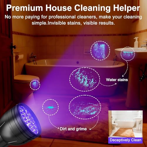 Image of UV Flashlight Black Light, 51 LED 395nm Ultraviolet Blacklight, Portable Torch Light Pet Urine Detector for Dog /Cat Urine, Dry Stains, Bed Bug, Resin Curing, Matching with Pet Odor Eliminator
