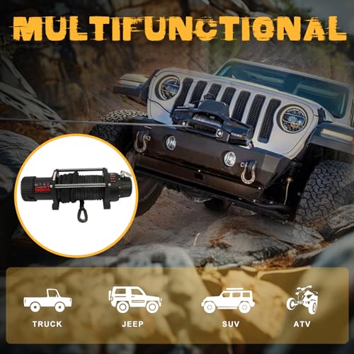Winch eléctrico 10000 lb motor 12V control remoto para vehículo miniatura 7