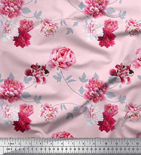 Soimoi Rose Popeline De Coton en tissu Roses Et Feuilles floral tissu imprime 1 metre 56 Pouce large Cover
