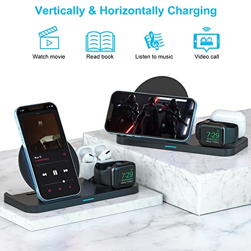 Wireless Charger, Canuvu 3 In 1 Fast Charging Station Compatible Iphone 14/13/12/11 Series/X/Xs/Xs Max/Xr/8, Android Phone, Apple Watch & Airpods(With Qc3.0 Adapter) #TOP4