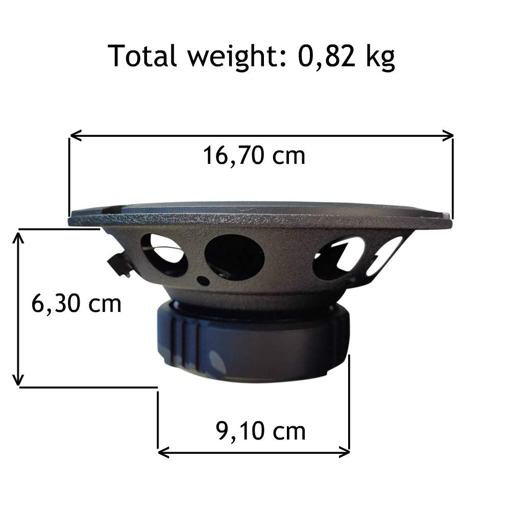 2 PHONOCAR 02625 Haut-parleurs Mid Bass woofer 16,50 cm 165 mm 6,5" 140 Watt rms 280 Watt Max impédance 4 ohm 92 DB spl Portes de Voiture, la Paire