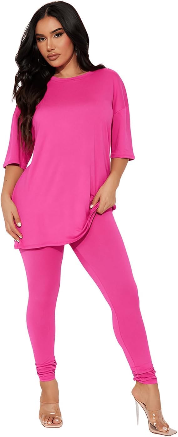Women's 2pc Longewear Set Oversized Tshirt and Leggings Set Casual Outfits for Home Walking and Errands image 4