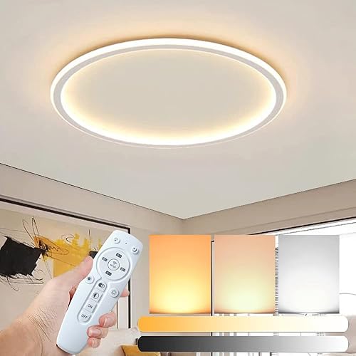 Lámpara de techo LED regulable de montaje empotrado, 33 W y 12 pulgadas, moderna lámpara de techo empotrada redonda con control remoto y ajuste de