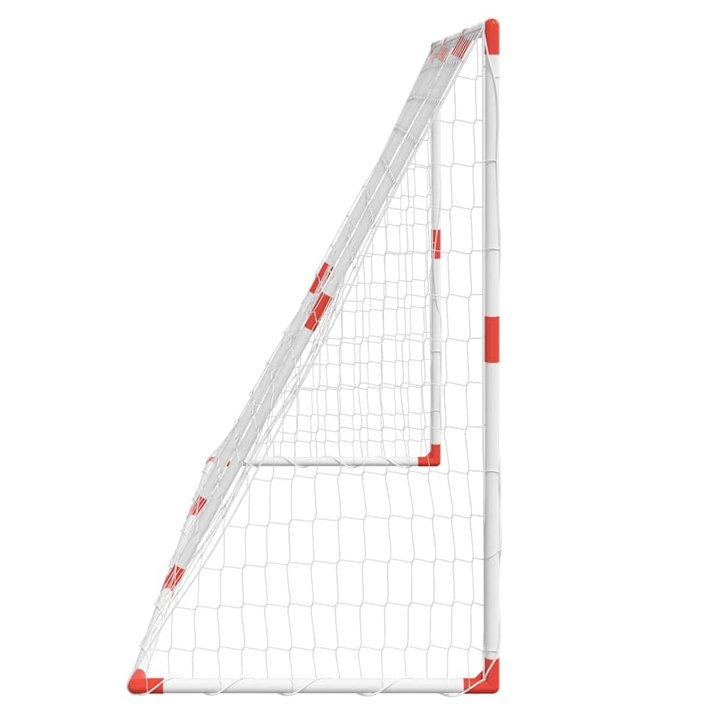 Set porta da calcio 2 in 1, 184 x 64 x 124 cm, bianco | Include pompa e palla, per interni ed esterni, facile da montare, salvaspazio