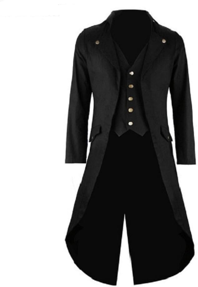 Darkrock Men's Black Cotton Twill STEAMPUNK TAILCOAT Jacket Goth Victorian Coat/Trench/Brass Button
