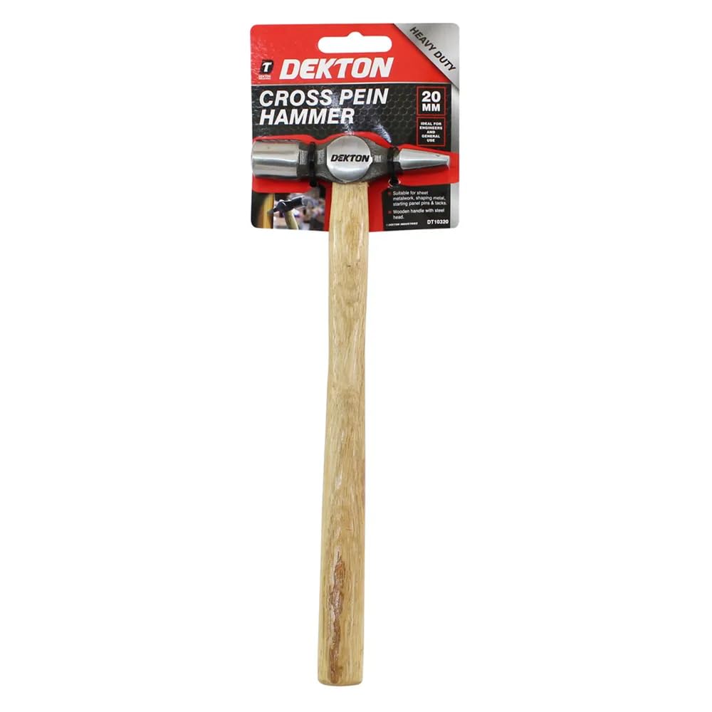 Dekton 20mm Cross Pein Hammer With Wooden Handle-Precision Tool For Metalworking & Construction| Durable Forged Steel| Ergonomic Wooden Grip|Ideal For Blacksmithing, Automotive Work, Heavy-duty Hammer