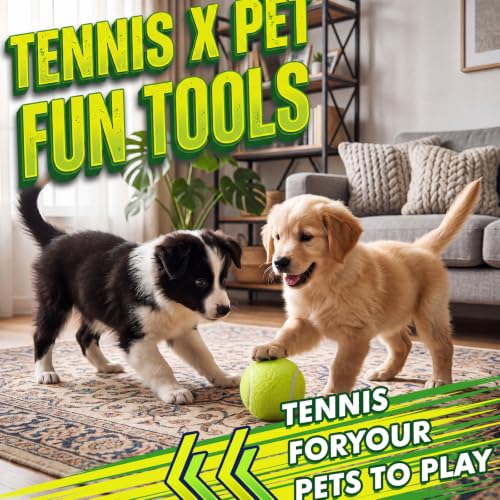 Image of Sratte 6 Pieces Giant Large Tennis Ball for Dogs 4'' Inflatable Large Dog Toy Balls for Indoor Outdoor Training Playing Sports (Fluorescent Yellow)