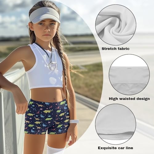 Girls Yoga Shorts High Waisted Dance Bike Shorts Gymnastics Running Workout Athletic Shorts for Kids Size 5-144