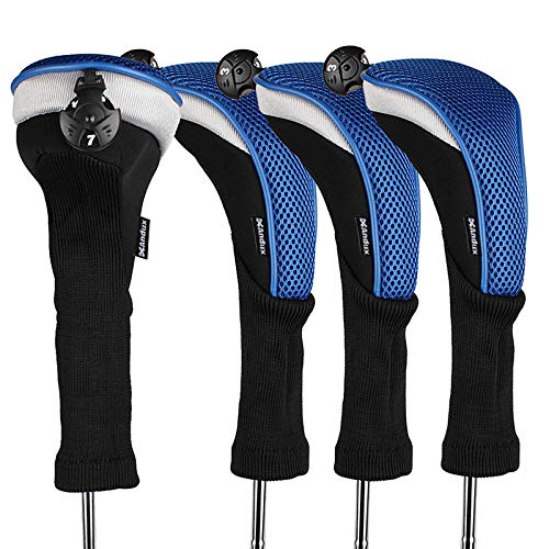 Andux 4pcs/Pack Long Neck Golf Hybrid Club Head Covers with Interchangeable No. Tag