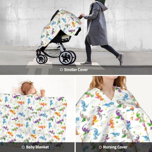 Image of Dragon Baby Car Seat Canopy Cover Multi Use Shower Gift, Nursing Cover for Mom Nursing Covers, Dragon Baby Stuff Items