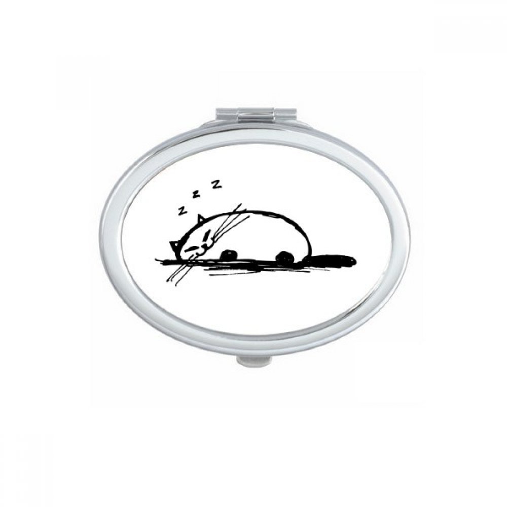 Miroir de maquillage portable chat sourire ovale pour sac