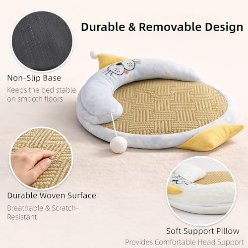 Lit d'été respirant pour chat en bambou tressé premium