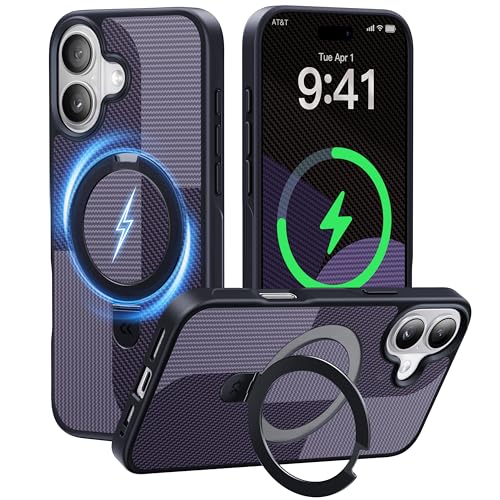 Image of CASEKOO Ultra-Magnetic Stand for iPhone 17 Case, Shockproof, Iris Purple | [Military Drop Protection] [Compatible with MagSafe] Translucent Slim Matte for iPhone 17 Phone Case with Ring Holder 6.3 inch