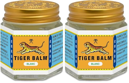 Tiger Balm - BAUME DU TIGRE Blanc - Baume à effet froid - Parfum mentholé - Pour sportifs, après l'effort ou en massage de la poitrine ou des tempes. En...