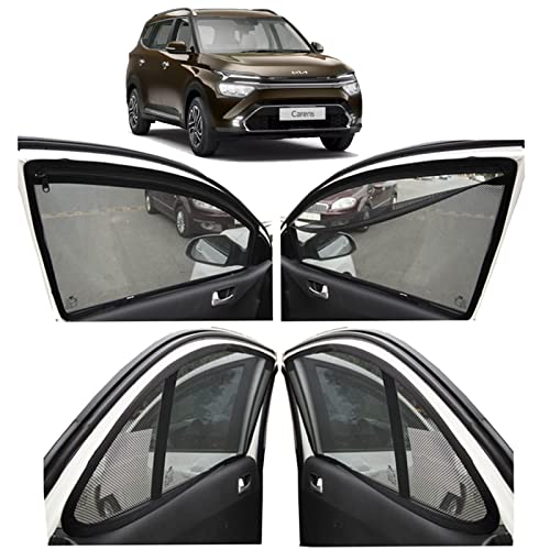 Image of Autofact Magnetic Car Sunshades Compatible with Kia Carens (Set of 4) - Easy Installation, UV Protection, Keeps Car Cool (Front 2 with Zippers for Easy Access, Rear 2 Without Zippers)