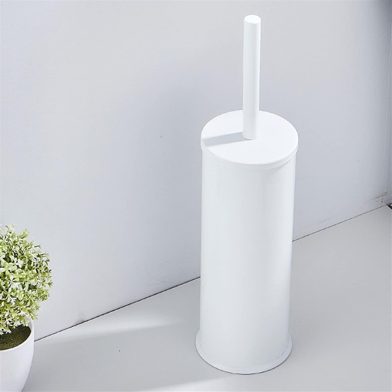 Toilet Brush Holder Toilet Brush and Holder Set,Toilet Bowl Brush with Long Handle Durable Bristles Hidden Toilet Scrubber for Toilet Cleaning White Black Gold Toilet Brush Holders(B)