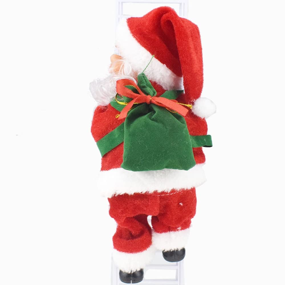 Albero di Natale appeso Babbo Natale elettrico Ornamenti per l'albero di Natale Babbo Natale Arrampicata O Scala rampicante Decorazione Regalo di Capodanno con musica Appendere artigianato fai da te