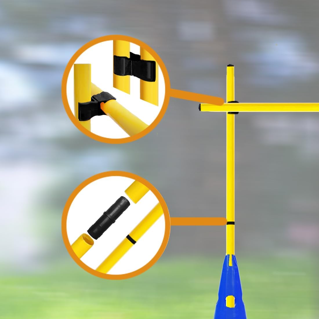 Agility Poles and Hurdles Set Detachable Speed Training Poles Set 8 Training Cones and 12 Agility Poles