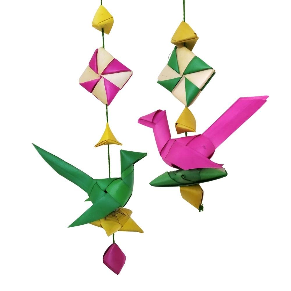 Handmade Palm Leaf Parrots - Set of 2 -1