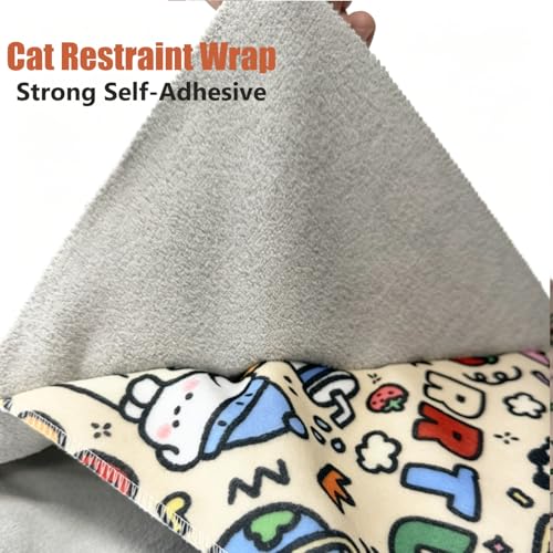 Image of 35.5'' Cat Grooming Wrap with Nails Clipper | Self-Adhesive, Anti-Escape Calming Swaddle, Soft Fabric, Comfortable & Reusable, For Cutting Nails, Ear Cleaning, Medication