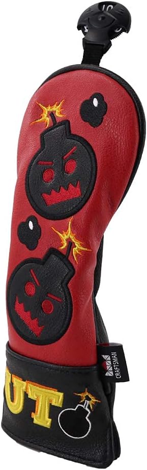 CRAFTSMAN GOLF Driver Headcover Embroidery Bomb, PU Leather Golf Head Covers Driver Fairway Wood Hybrid Blade Putter Headcover