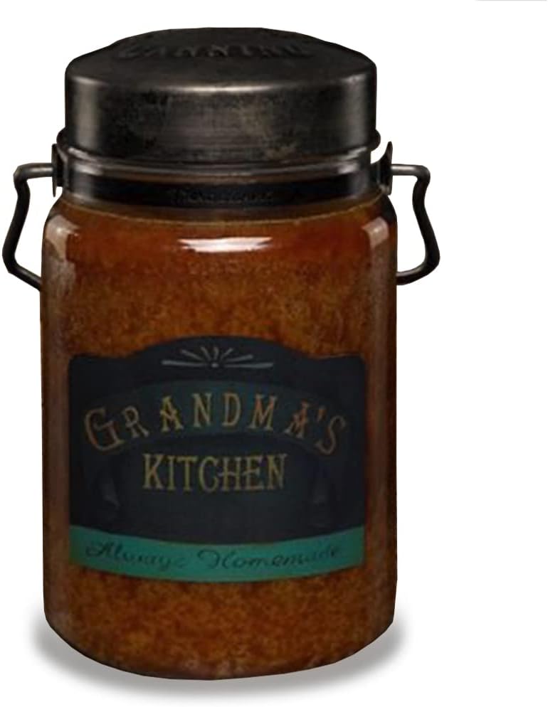 McCall’s Candles | Grandma’s Kitchen | 26 oz Scented Candle | USA-Poured | Vintage Rustic Jar with Carrying Handle | Spiced Cinnamon & Cozy Allspice Fragrance